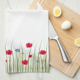水彩ポピー キッチンタオル