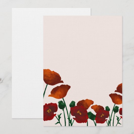 水彩ポピー 招待状 (正面/裏面)