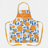 水彩ポピー&葉パターン エプロン (正面)