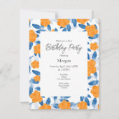 水彩ポピー&葉パターン 招待状 (正面)