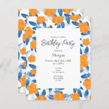 水彩ポピー&葉パターン