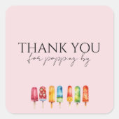 水彩ポプシクルでポップしてくれてありがとう スクエアシール (正面)