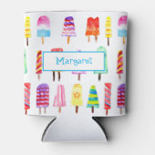 水彩ポプシクルアイスクリームバー パーソナライズされた 缶クーラー (正面)