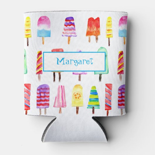 水彩ポプシクルアイスクリームバー パーソナライズされた 缶クーラー (正面)