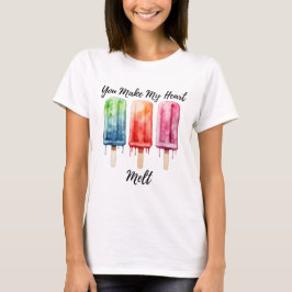 水彩ポプシクルサマーホワイト Tシャツ