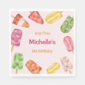 水彩ポプシクルサマー誕生日 スタンダードランチョンナプキン (正面)