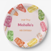 水彩ポプシクルサマー誕生日 ペーパープレート (正面)