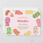 水彩ポプシクルサマー誕生日 招待状 (正面)