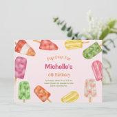 水彩ポプシクルサマー誕生日 招待状 (スタンド正面)
