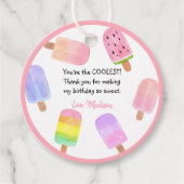 水彩ポプシクルピンクガール誕生日 フェイバータグ (正面)