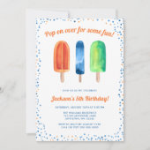 水彩ポプシクルボーイバースデーパーティ招待状 招待状 (正面)