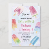 水彩ポプシクルポップ・アートのオンオーバーバースデーパーティー 招待状 (正面)