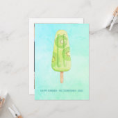 水彩ポプシクル夏の家族のフォトグリーティング カード (正面/裏面インサイチュ)