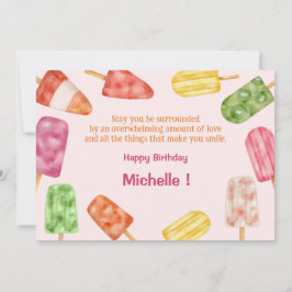 水彩ポプシクル夏誕生日グリーティングカード シーズンカード