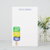 水彩ポプシクル文パーソナライズされた具 便箋 (スタンド正面)