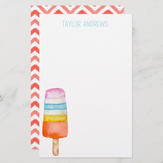 水彩ポプシクル文パーソナライズされた具 便箋 (正面/裏面)