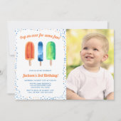 水彩ポプシクル男の子の誕生日パーティーフォト 招待状 (正面)