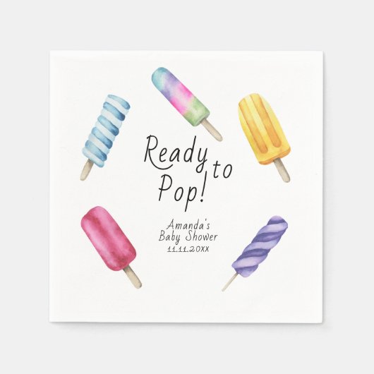 水彩ポプシクル赤ちゃんシャワー スタンダードカクテルナプキン (正面)