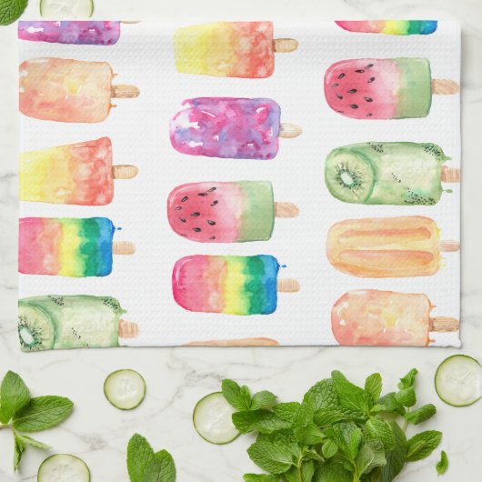 水彩ポプシクル キッチンタオル (折り畳み)