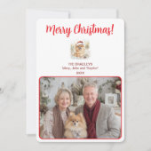 水彩ポメラニア犬イラストレーションメリークリスマス シーズンカード (正面)