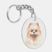 水彩ポメラニア犬 キーホルダー (正面左)