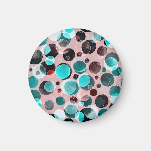 水彩ポルカドット、アブストラクトパターン。 マグネット (正面)