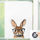 水彩ポートレートかわいい眼鏡つきウサギ ウィンドウサイン (ホーム)
