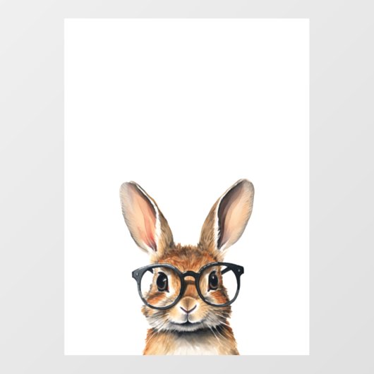 水彩ポートレートかわいい眼鏡つきウサギ ウィンドウサイン (シート)