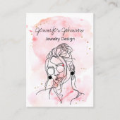 水彩ポートレートイヤリングホルダー表示カード 名刺 (正面)