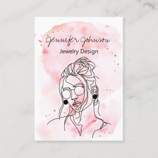 水彩ポートレートイヤリングホルダー表示カード 名刺 (正面)