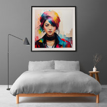 水彩ポートレートミニマルイラストレーションアニメ