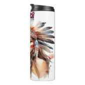 水彩ポートレート先住民アメリカンヘアドレ タンブラー (回転右)