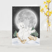 水彩ポーラクマSled上 カード (黄色い花)