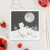 水彩ポーラクマSled上 スタンダードランチョンナプキン (インサイチュ)