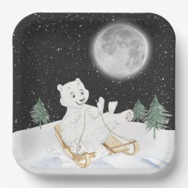 水彩ポーラクマSled上 ペーパープレート