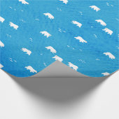 水彩ポーラーベアパターン（青） ラッピングペーパー (角)