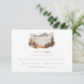 水彩マウンテンウェディングRSVPエンクロージャカード エンクロージャーカード (スタンド正面)