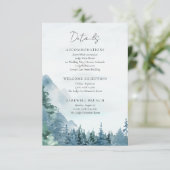 水彩マウンテンズダスティブルー素朴ズ結婚 エンクロージャーカード (スタンド正面)