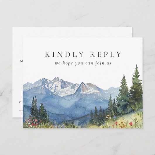 水彩マウンテンソングリクエストRSVPポストカード インビテーションポストカード (正面/裏面)