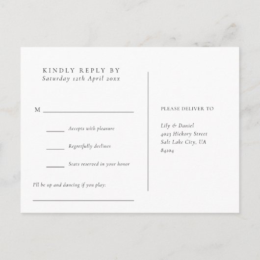 水彩マウンテンソングリクエストRSVPポストカード インビテーションポストカード (裏面)