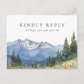 水彩マウンテンソングリクエストRSVPポストカード インビテーションポストカード (正面)