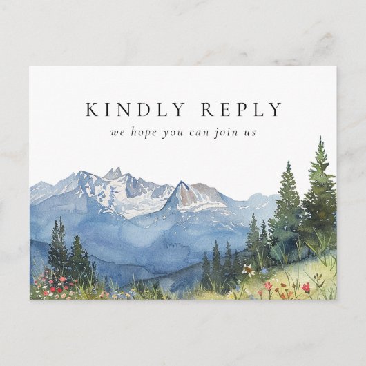 水彩マウンテンソングリクエストRSVPポストカード インビテーションポストカード (正面)