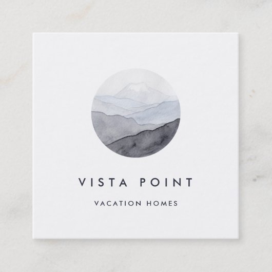 水彩マウンテンビスタロゴ スクエア名刺 (正面)