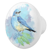 水彩マウンテンブルーバードバードアート自然 セラミックノブ (右)