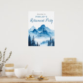 水彩マウンテンリタイアメントパーティーウェルカムサイン ポスター (キッチン)