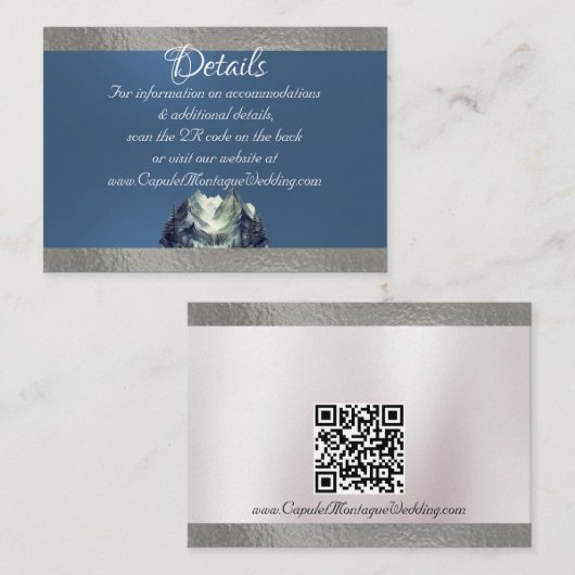 水彩マウンテン&リボンブルー2, QRコード エンクロージャーカード (正面/裏面)