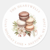 水彩マカロンクリスマス差出人住所 ラウンドシール (正面)