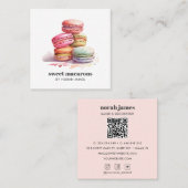水彩マカロンスイートケーキソーシャルアイコンQRコード スクエア名刺 (正面/裏面)