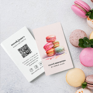 水彩マカロンスイートケーキソーシャルアイコンQRコード 名刺