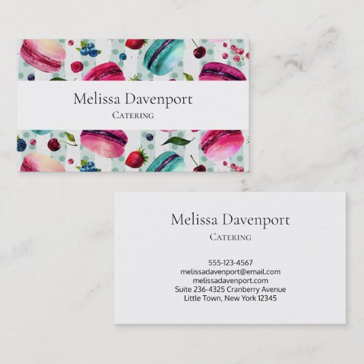 水彩マカロンフランスのペストリー 名刺 (正面/裏面)